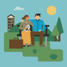 Couple on bench illustration
