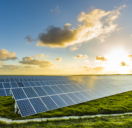 clouds over a solar panels